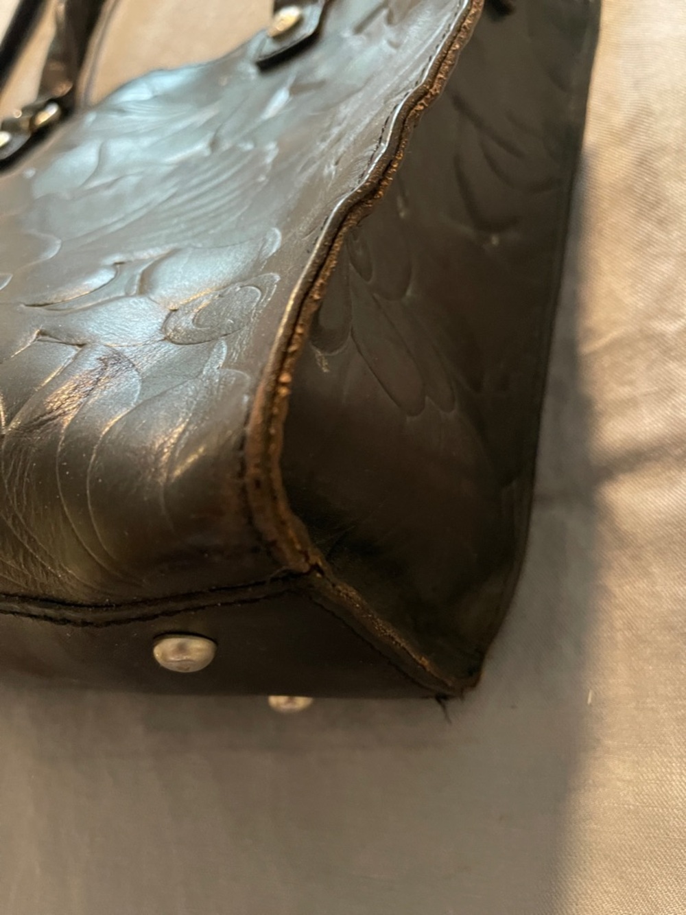Patricia Nash Black Embossed Leather Shoulder Tote - Picture 9 of 15